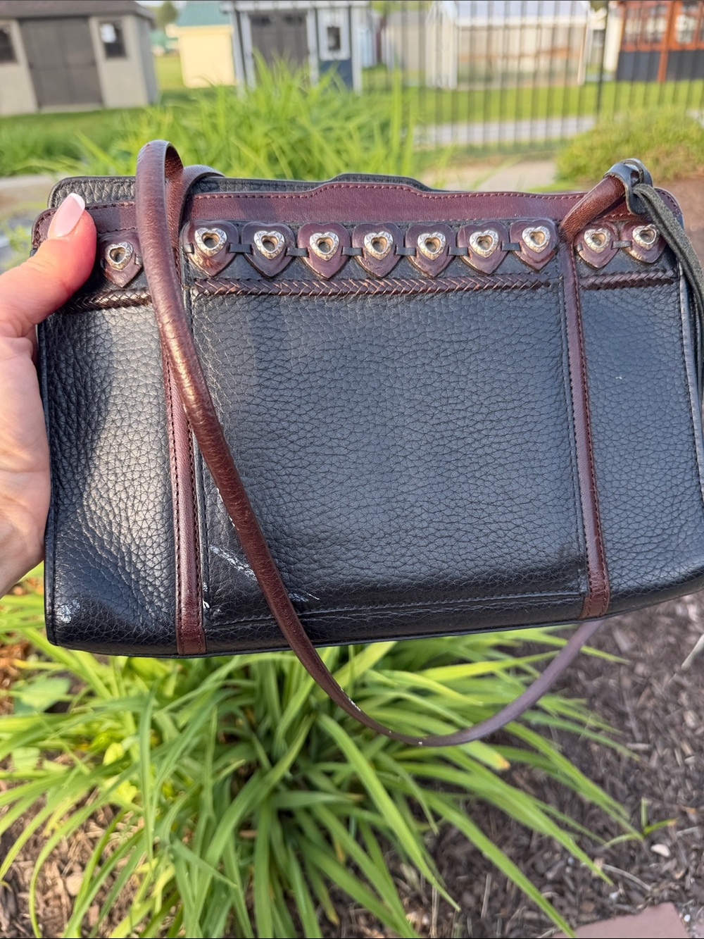 Brighton Classic Leather Crossbody Bag with Brown Trim